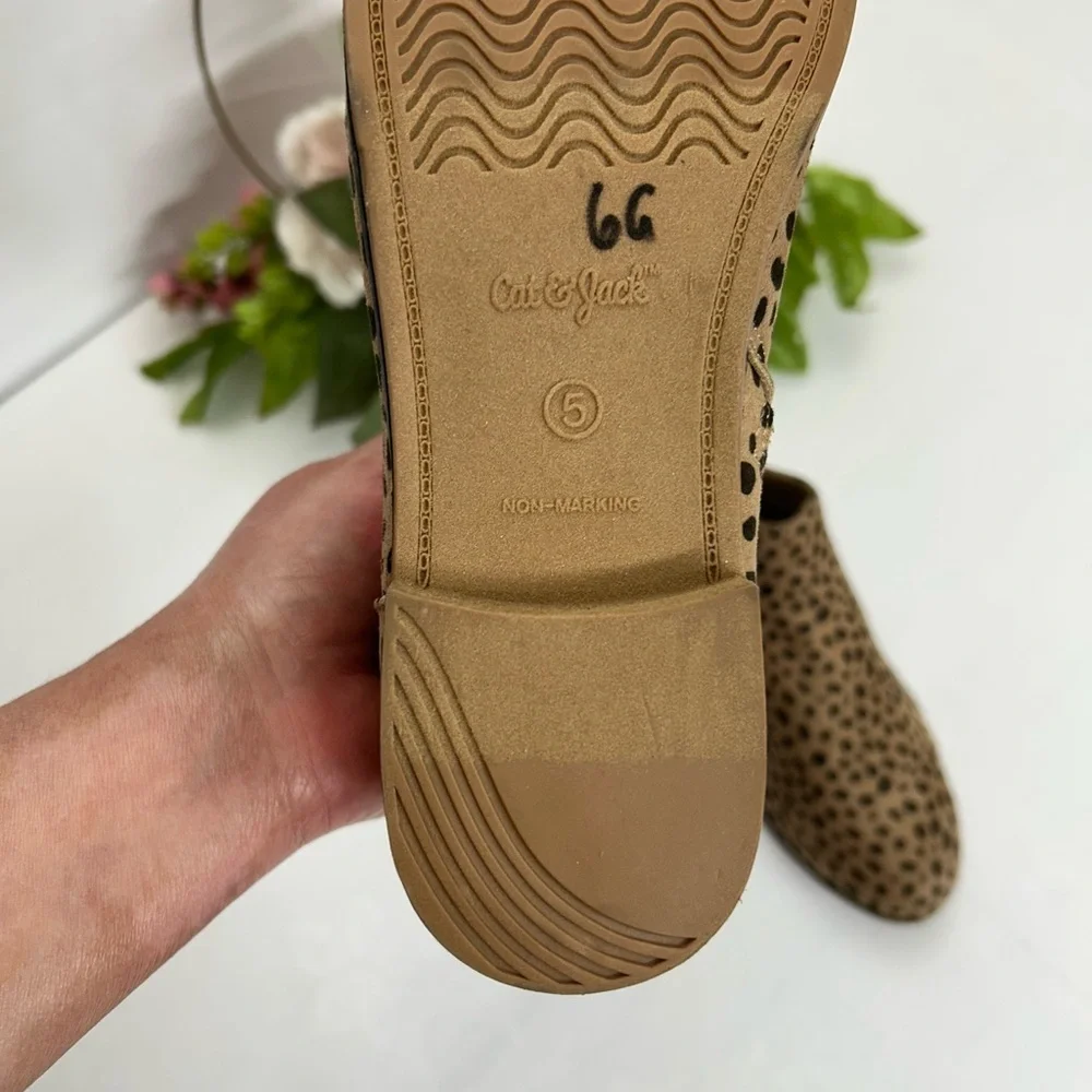 Kids Tan Leopard Print Booties - Stylish Slip-On Ankle Boots